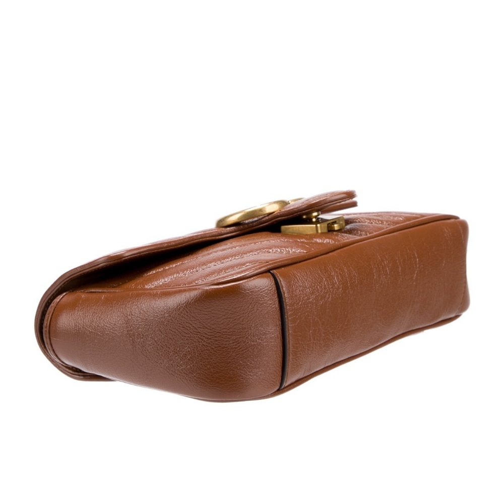 Gucci Mini Marmont Matelasse Shoulder Bag Brown - Picture 5 of 6